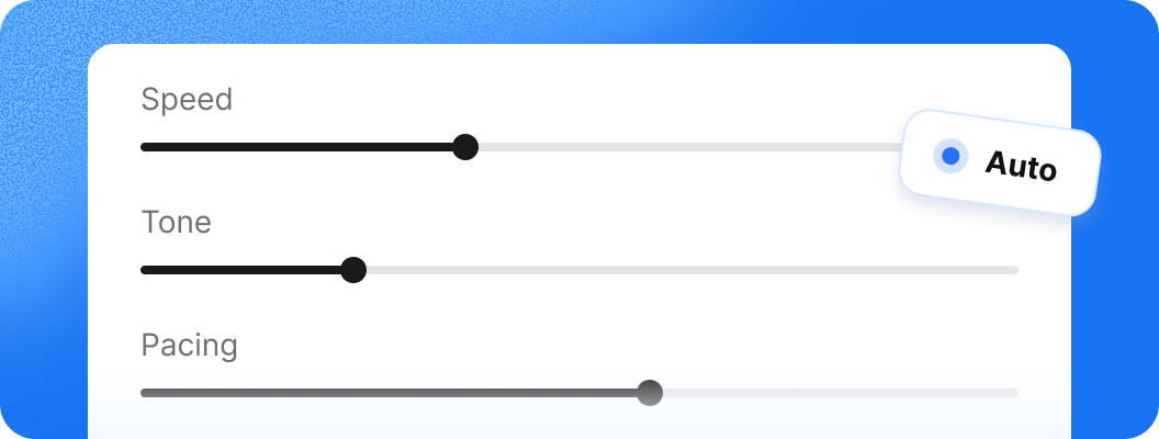 Emotion fine-tuning controls for speed, tone, and pacing
